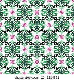 Aztec Inspired Damask Textile Pattern - Seamless Baroque Vector Design