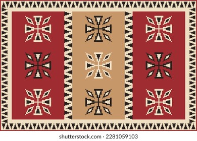 Aztec Kilim rug colorful pattern. Vector aztec Kilim geometric pattern traditional color use for carpet, area rug, mat, tapestry. Ethnic oriental carpet pattern use for home decoration elements.