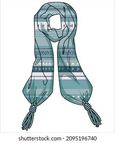 AZTEC KNITE SCARF CON TASSEL EN ARCHIVO DE VECTOR EDITABLE