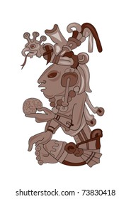 aztec looking at entrails on white background