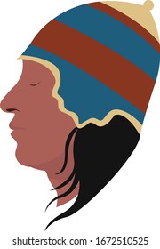 Aztec Mann, Illustration, Vektorillustration auf weißem Hintergrund.