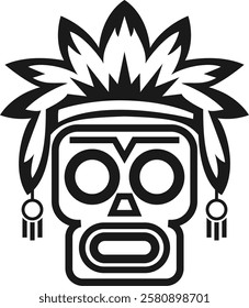 Aztec mask with feathered crown Logo.