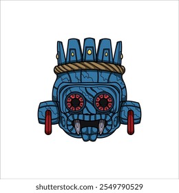 Máscara azteca ilustración dibujada a mano