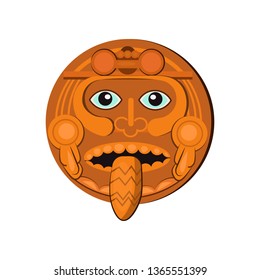 Aztec mask illustration. Mystic, tribe, old. Ethnos concept. Vector illustration can be used for topics like decoration, antique, mexican