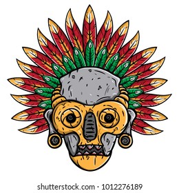 Aztec mask. Statue of South American Nations
