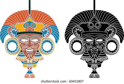 Aztec mask, stencil in two variants