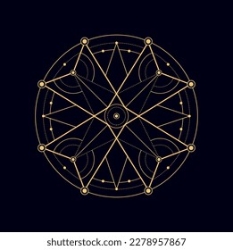 Símbolo masónico azteca, forma bohemiana de alquimia tribal. Geometría sagrada vectorial pentagrama esotérico, mito y signo de meditación