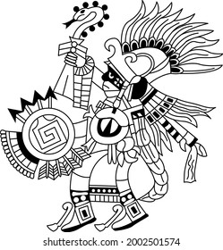 aztec maya god drawing vector