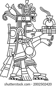aztec maya god drawing vector