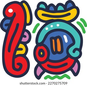 Aztec mayan american mexican style vector design element for poster, sticker, stamp, postcard, and printing