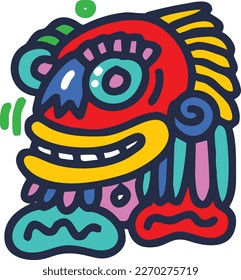 Aztec mayan american mexican style vector design element for poster, sticker, stamp, postcard, and printing