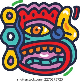Aztec mayan american mexican style vector design element for poster, sticker, stamp, postcard, and printing