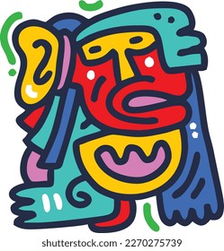 Aztec mayan american mexican style vector design element for poster, sticker, stamp, postcard, and printing