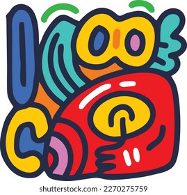 Aztec mayan american mexican style vector design element for poster, sticker, stamp, postcard, and printing