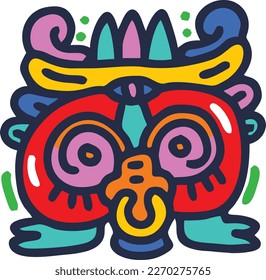 Aztec mayan american mexican style vector design element for poster, sticker, stamp, postcard, and printing