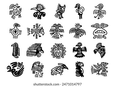 Aztec Mayan Bird Element Set