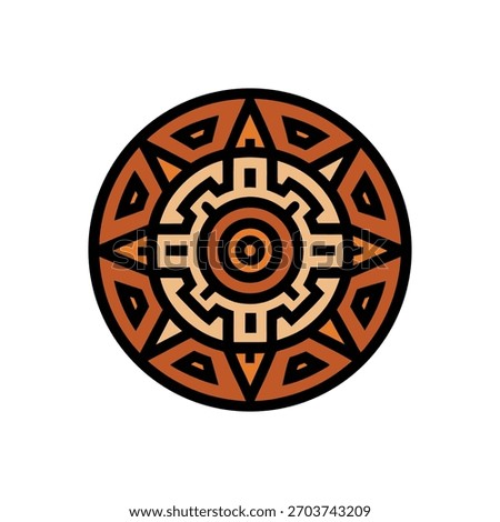 Aztec or Mayan Calendar Sun Stone Circle Icon