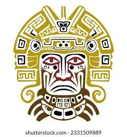 símbolo gráfico de diseño de máscara mayoritaria azteca 