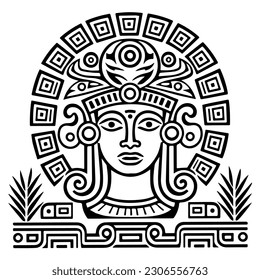 Icono del vector del tatuaje tótem maya azteca 