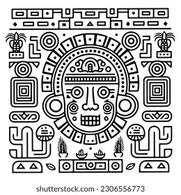 Aztec Mayan totem tattoo vector icon 