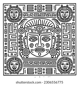 Icono del vector del tatuaje tótem maya azteca 