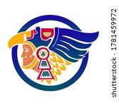 Aztec Mexican Eagle Warrior Logo Concept 