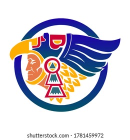 Aztec Mexican Eagle Warrior Logo Concept 