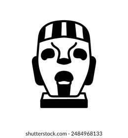 Aztec Mexican Mask Glyph Icon, Vector illustration