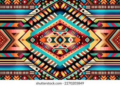 Aztec Mexican pattern multicolor background. Abstract traditional folk old ancient antique tribal ethnic Aztec Mexican graphic line. Ornate elegant luxury vintage retro style for texture textile.