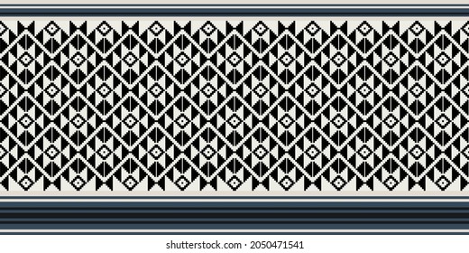 Aztec Mexican Pattern.Antique Textile Cotton. Borderline Fabrics.