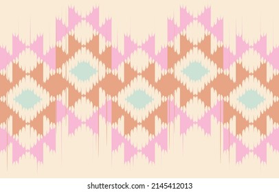 Aztec Motif Ethnic ikat art. The seamless Aztec pastel pattern in tribal, folk embroidery, Mexican, Uzbek style. Moroccan geometric art ornament print textured design for carpet, fabric.