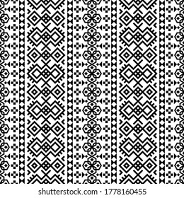Aztec motif ethnic pattern background design in black and white color. Ethnic Illustration vector.