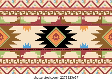 Aztec motif Navajo traditional ethnic seamless pattern. American, Indian, Mexican, Egyptian, Peruvian style. Design for throw pillows, home decor, fabric, clothing, textile, texture, wallpaper, carpet