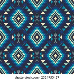 Motif azteca, tribal de etnia azul transparente. Símbolo de decoración navajo. Ornamento étnico. 