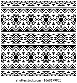 Aztec motifs seamless pattern design vector. Illustration of tribal pattern template element background