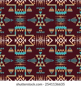 Aztec Native American geometric pattern. Vector colorful aztec southwestern geometric shape seamless pattern. Ethnic geometric pattern use for fabric, textile, home decoration elements, upholstery.