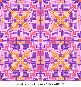 Aztec native american seamless pattern vector design. Tribal ethnic texture background. Trendy decor ornament. Folk cherokee repeating rapport. Rug print seamless pattern.