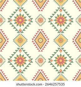 Aztec nativo sem emenda padrão étnico Ornamento étnico Tecido tribal Navajo Geometric tradicional Design de impressão para fundo, tapete, papel de parede, envolvendo, pano, tecido, têxtil, decorativo, estilo de bordado
