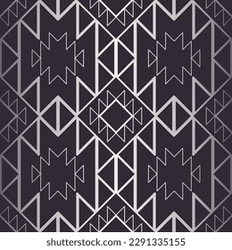 Aztec Navajo black and white pattern. Vector southwest Navajo black and white gradient color geometric outline seamless pattern. Ethnic geometric pattern use for fabric, home decoration elements.