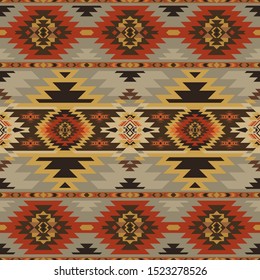 Aztec, Navajo geometric seamless pattern. Native American Southwest print. Ethnic design wallpaper, fabric, cover, textile, rug, blanket.