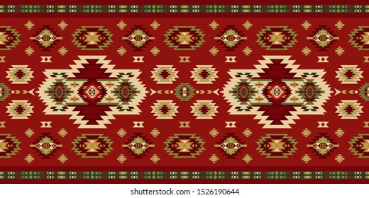 Aztec, Navajo geometric seamless pattern. Native American Southwest print. Tribal kilim. Ethnic design wallpaper, fabric, cover, textile, rug, blanket.