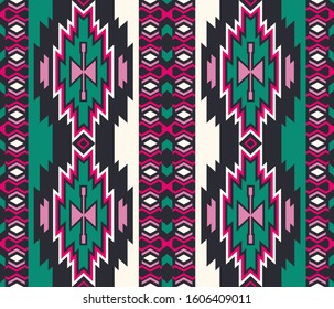 Aztec, Navajo geometric seamless pattern. Native American Southwest print. Ethnic design wallpaper, fabric, cover, textile, rug, blanket.