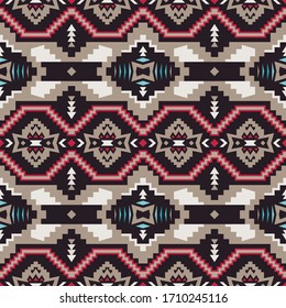 Aztec, Navajo geometric seamless pattern. Native American Southwest print. Ethnic design wallpaper, fabric, cover, textile, rug, blanket.