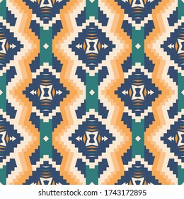 Aztec, Navajo geometric seamless pattern. Native American Southwest print. Ethnic design wallpaper, fabric, cover, textile, rug, blanket.