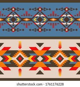 Aztec, Navajo Geometric Seamless Pattern. Native American Southwest Print. Ethnic Design Wallpaper, Fabric, Cover, Textile, Rug, Blanket.