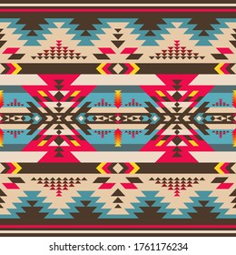 Aztec, Navajo geometric seamless pattern. Native American Southwest print. Ethnic design wallpaper, fabric, cover, textile, rug, blanket.