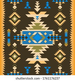 Aztec, Navajo geometric seamless pattern. Native American Southwest print. Ethnic design wallpaper, fabric, cover, textile, rug, blanket.