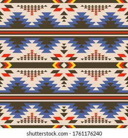 Aztec, Navajo geometric seamless pattern. Native American Southwest print. Ethnic design wallpaper, fabric, cover, textile, rug, blanket.