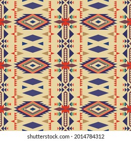 Aztec, Navajo geometric seamless pattern. Native American Southwest print. Ethnic design wallpaper, fabric, cover, textile, rug, blanket.