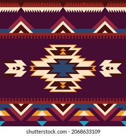 Aztec, Navajo geometric seamless pattern. Native American Southwest print. Ethnic design wallpaper, fabric, cover, textile, rug, blanket.